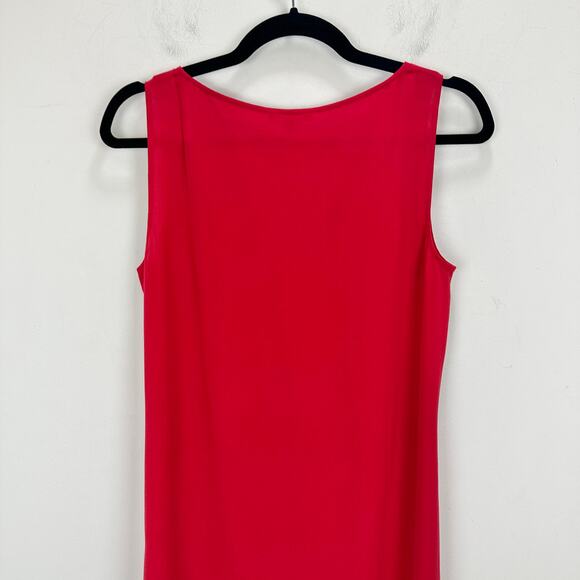 Eileen Fisher Silk Georgette Tunic Top Sleeveless Minimalist Scalt Red XXS NWT - Picture 8 of 9